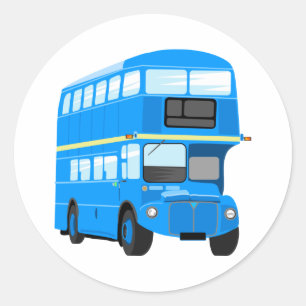 Adesivo Redondo Ônibus azul