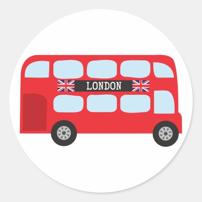 Adesivo Redondo Ônibus de dois andares em Londres (Frente)