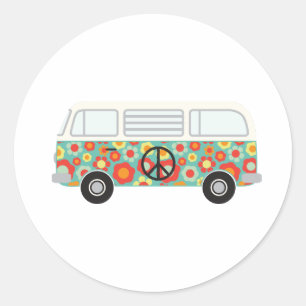Adesivo Redondo Ônibus Hippie