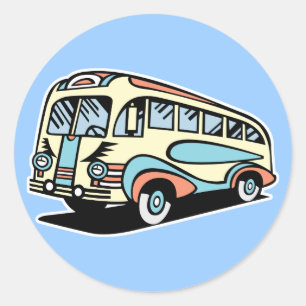 Adesivo Redondo ônibus retro