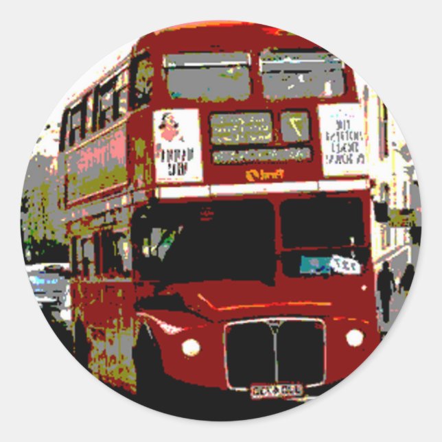 Adesivo Redondo Ônibus Routemaster Red Bus de Londres (Frente)