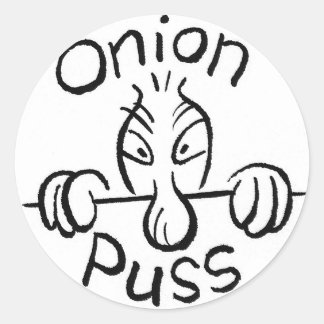 Adesivo Redondo Onion Puss Estava Aqui - Stickers