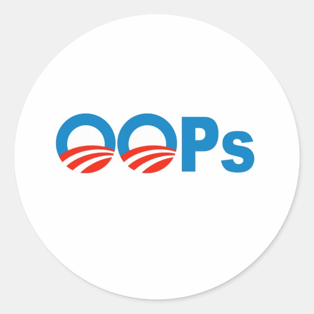 Adesivo Redondo Oops de Obama (Frente)