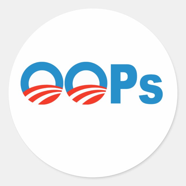 Adesivo Redondo Oops de Obama (Frente)