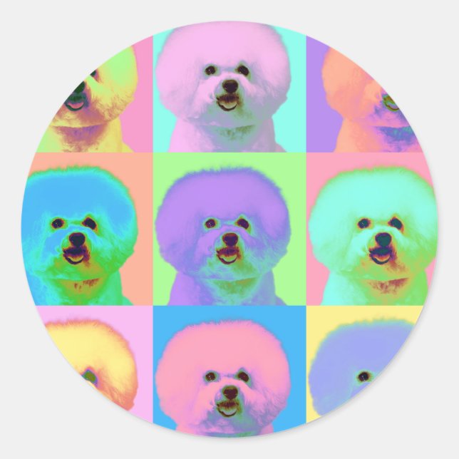 Adesivo Redondo Op Art - Bichon Frise - Cody (Frente)