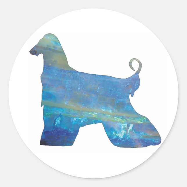 Adesivo Redondo Opal Afghan Hound Stickers (Frente)