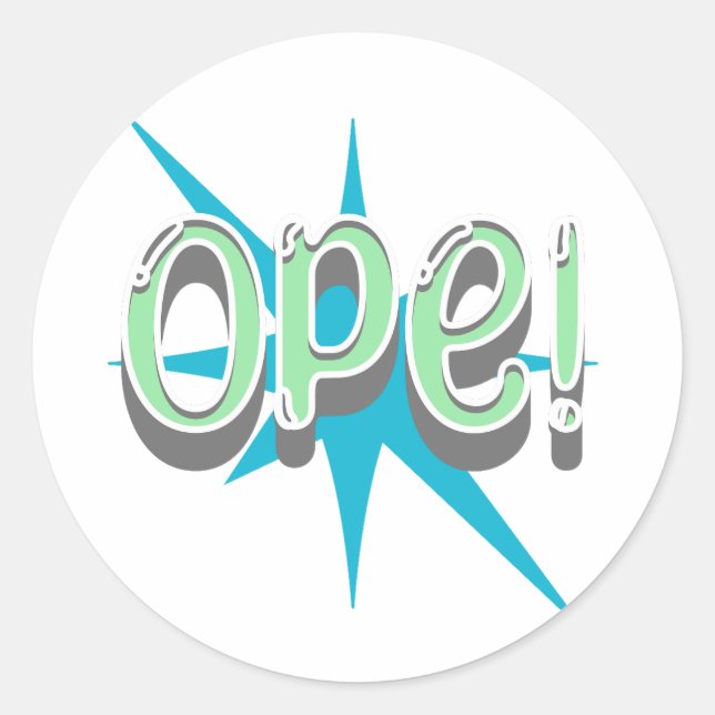 Adesivo Redondo Ope, Engraçado Gíria Midwest | Verde retroativo e  (Frente)