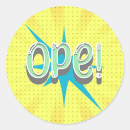 Adesivo Redondo Ope, Engraçado Gíria Midwest | Verde retroativo e