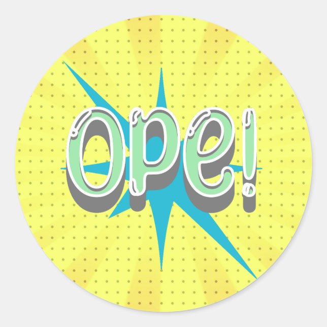 Adesivo Redondo Ope, Engraçado Gíria Midwest | Verde retroativo e  (Frente)