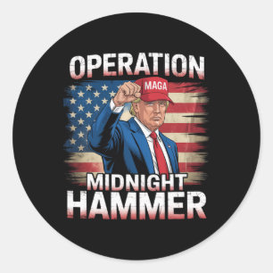 Adesivo Redondo Operação Midnight Hammer Funny Trump