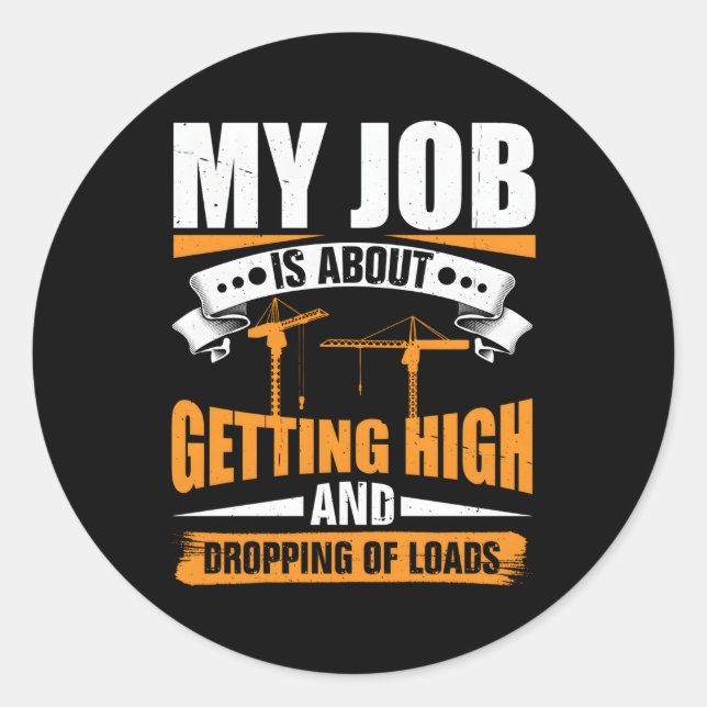 Adesivo Redondo Operador de Equipamento Pesado Gruas Pavilhão da T (Frente)