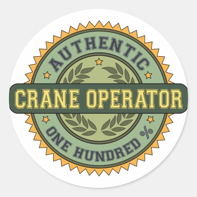 Adesivo Redondo Operador de guindaste autêntico (Frente)