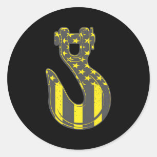 Adesivo Redondo Operador de reboque americano Tow Truck Tow Hook