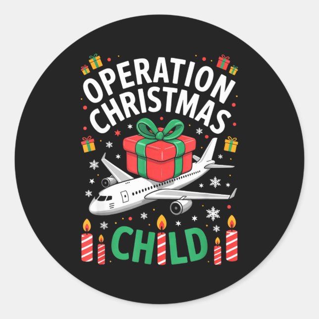 Adesivo Redondo Operation Christmas Child Family Matching Xmas Fun (Frente)
