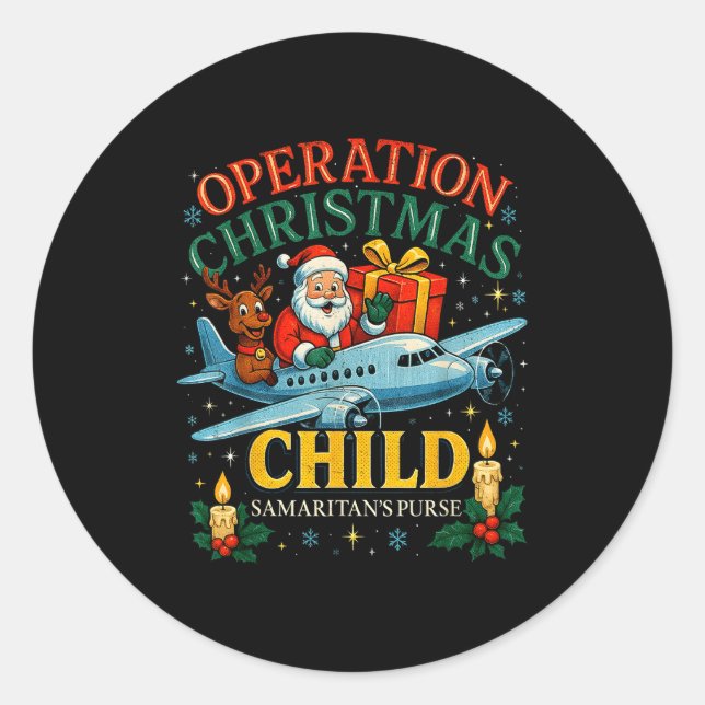 Adesivo Redondo Operation Christmas Child Samaritan’s Purse Xmas D (Frente)