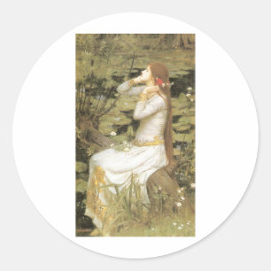 Adesivo Redondo Ophelia - John William Waterhouse (1894)