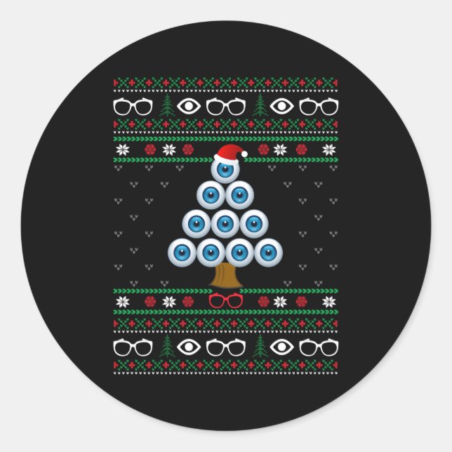 Adesivo Redondo Optometria Da Árvore De Olho Feia (Frente)