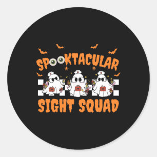 Adesivo Redondo Optometria de Halloween, Esquadrão de Visão Spookt