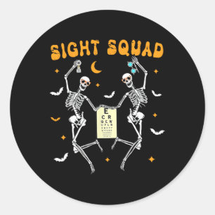 Adesivo Redondo Optometrista de Halloween, Esquadrão de Dança de E