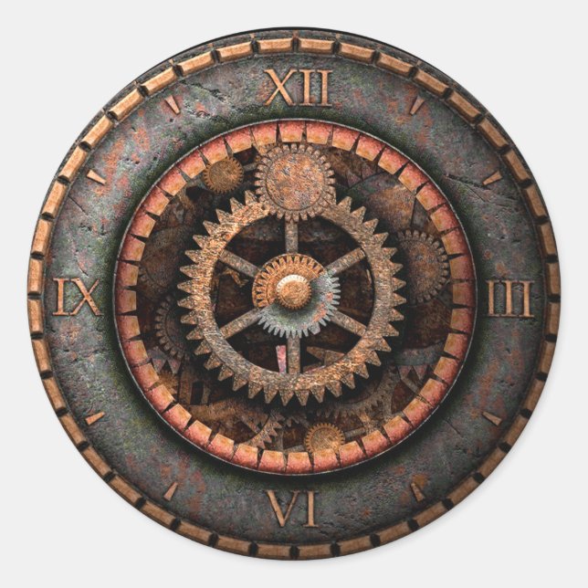 Adesivo Redondo Opus Posh Steampunk (Frente)