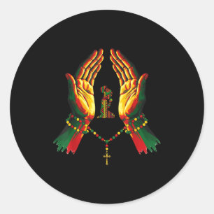 Adesivo Redondo Oração de Fé Negra Herança Africana Cristã Blac
