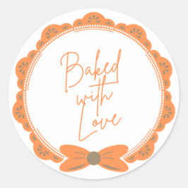 Adesivo Redondo Orange 'Baked With Love' Round Sticker