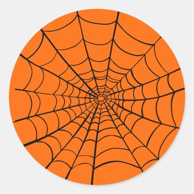 Adesivo Redondo Orange Black Spooky Halloween Spider Web (Frente)