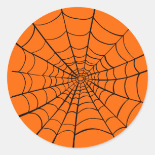 Adesivo Redondo Orange Black Spooky Halloween Spider Web