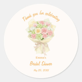 Adesivo Redondo orange bouquet Bridal Shower