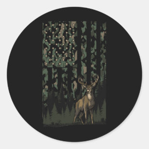 Adesivo Redondo Orange Camo Deer American Flag Gifts Men D