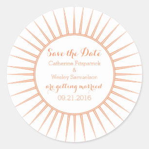 Adesivo Redondo Orange Deco Retro Save the Date Stickers