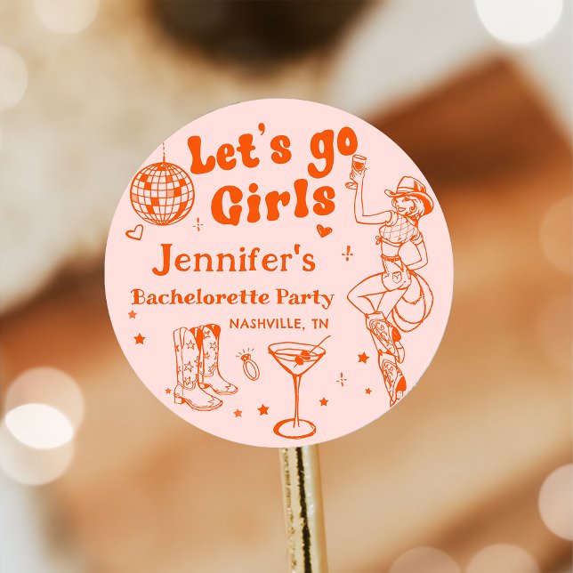 Adesivo Redondo Orange Disco Cowgirl Rodeo Festa de solteira (Criador carregado)