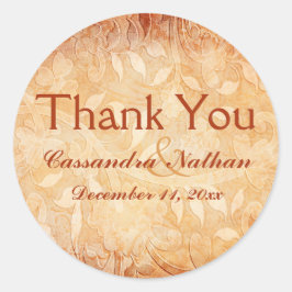 Adesivo Redondo Orange e Ivory Floral Obrigado Sticker