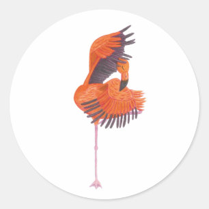 Adesivo Redondo Orange Flamingo in Dance Pose
