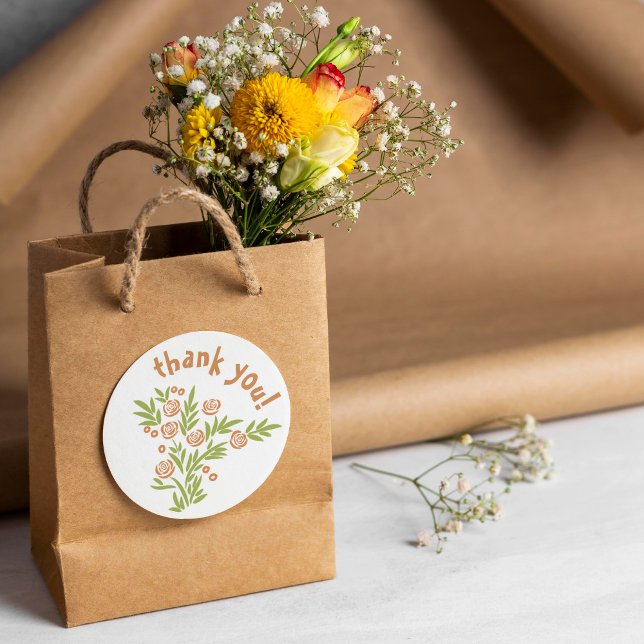 Adesivo Redondo Orange Floral (Criador carregado)