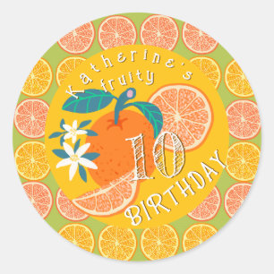 Adesivo Redondo Orange Fruthday Green