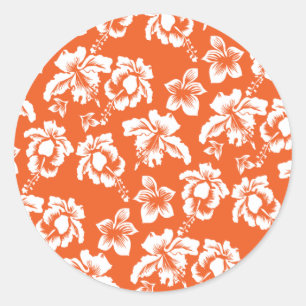 Adesivo Redondo Orange Hawaiian Hibiscus