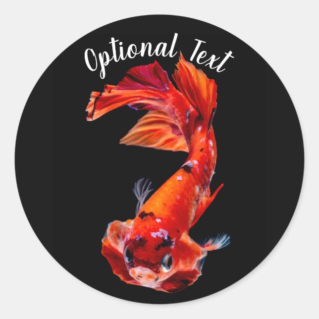 Adesivo Redondo Orange Koi Betta Fighting Fish (Frente)