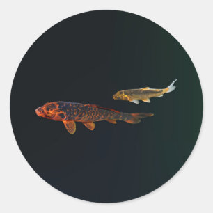 Adesivo Redondo Orange Koi e Dourado Koi