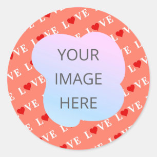 Adesivo Redondo Orange LOVE Heart