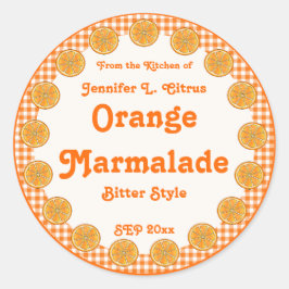 Adesivo Redondo Orange Marmalade em Gingham