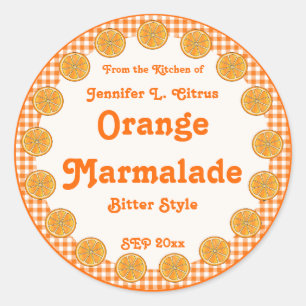 Adesivo Redondo Orange Marmalade em Gingham