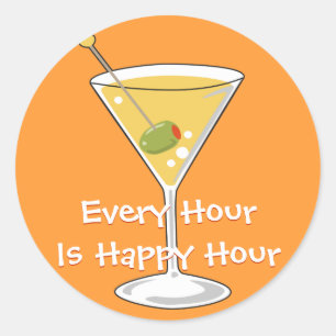 Adesivo Redondo Orange Martini Sticker