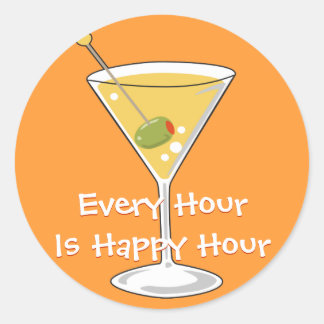 Adesivo Redondo Orange Martini Sticker