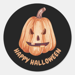 Adesivo Redondo Orange Pumpkin Halloween