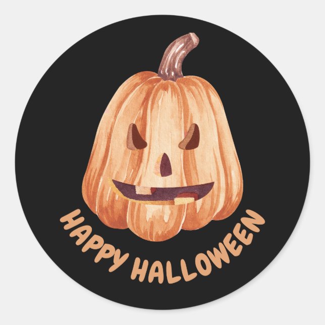 Adesivo Redondo Orange Pumpkin Halloween (Frente)