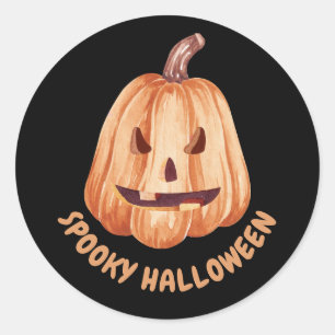 Adesivo Redondo Orange Pumpkin Spooky Halloween
