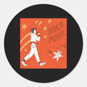 Adesivo Redondo Orange Punk Rock Expressive Digital Art Illustrati