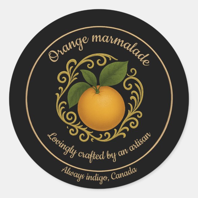 Adesivo Redondo Orange Radiance – Artisan Marmalade Label (Frente)