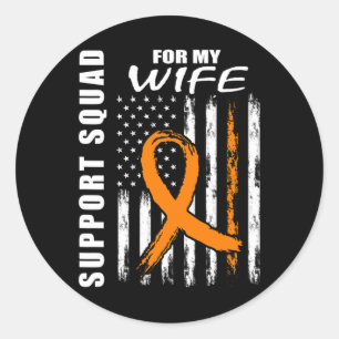Adesivo Redondo Orange Ribbon Wife Leukemia Sensibilização EUA Ban